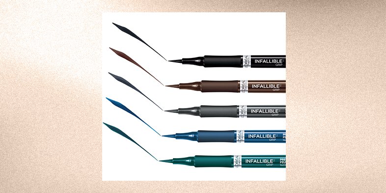 Flat lay of various gel liners, highlighting different shades and finishes for eye makeup.
